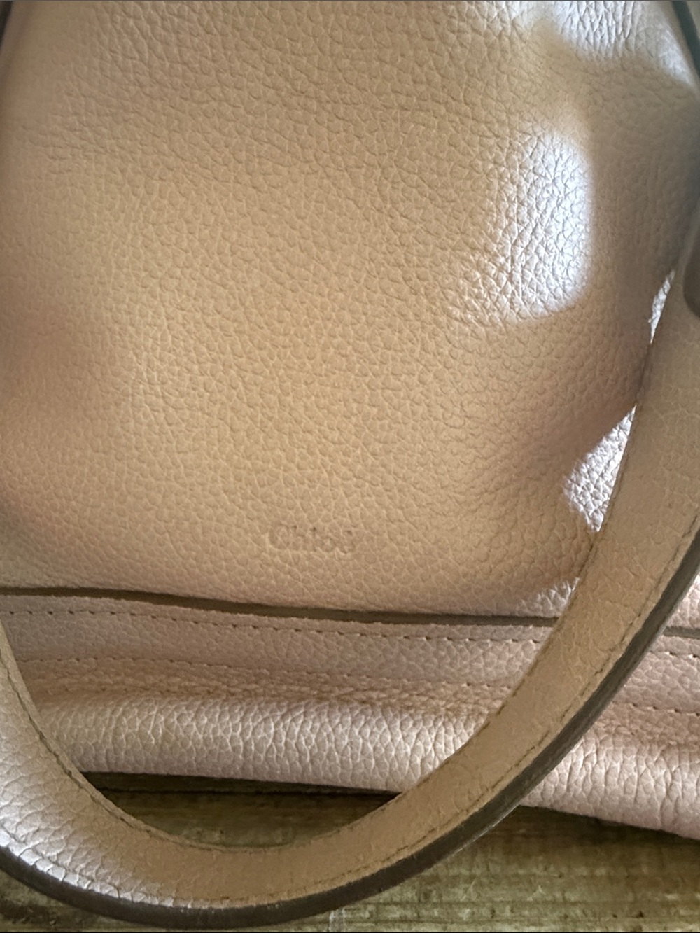 Chloe Pebbled Leather Shoulder Bag in Light Beige